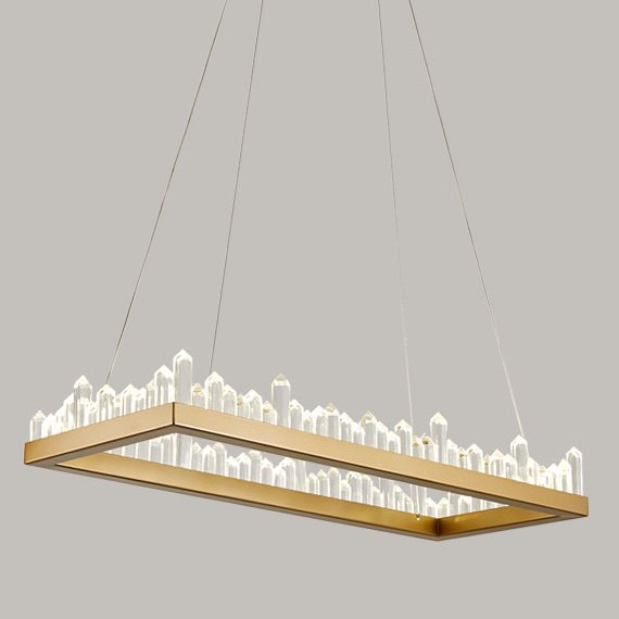 Люстра Crystal Rock Rectangle Chandelier Латунь Прозрачное Стекло в Сочи | Loft Concept 