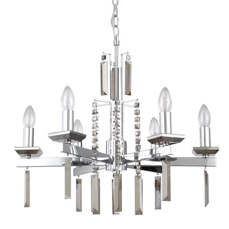 Люстра Vivien Crystal Chrome Chandelier 6 Хром Серый в Сочи | Loft Concept 