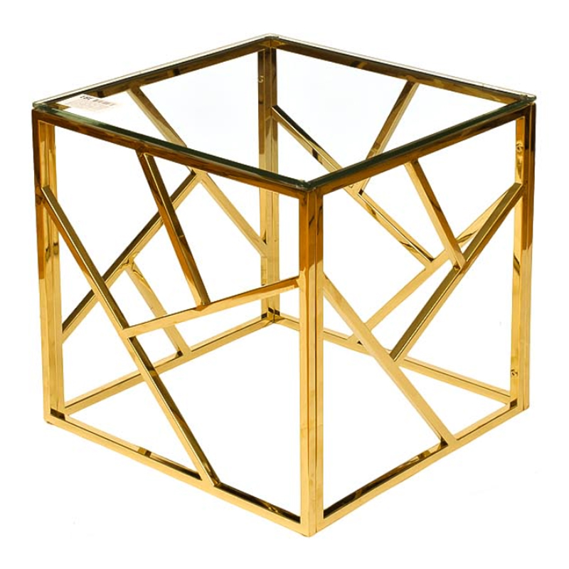 Приставной стол Serene Furnishing Gold Clear Glass Top Side Table Золотой Прозрачное Стекло в Сочи | Loft Concept 