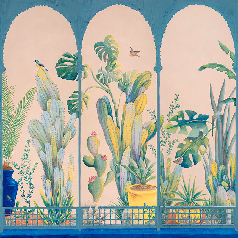 Обои ручная роспись Jardin Marrakech Majorelle on painted Xuan paper  в Сочи | Loft Concept 