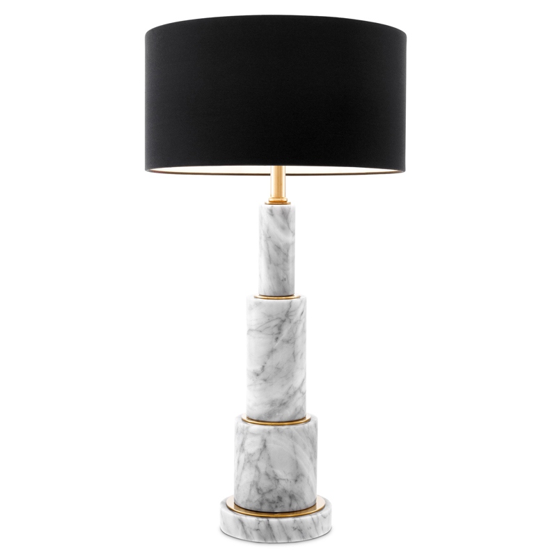 Настольная лампа Eichholtz Table Lamp Dax Белый Мрамор Bianco Черный Глянцевое золото в Сочи | Loft Concept 