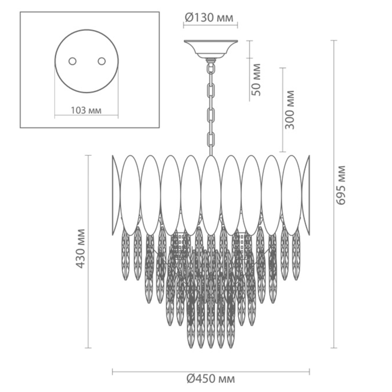 Люстра KEBO KING CHANDELIER four cascades D 45 в Сочи