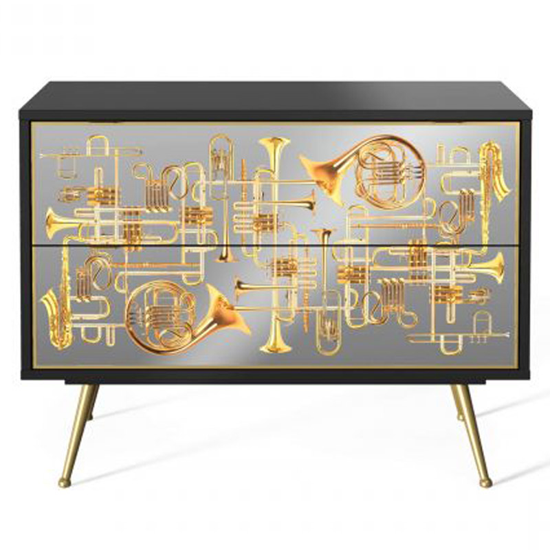 Комод Seletti Chest of Two Drawers Trumpets Золотой Черный Золотой Шампань в Сочи | Loft Concept 