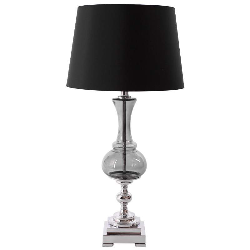 Настольная лампа Renard Table Lamp Black с абажуром Черный Стекло Смок в Сочи | Loft Concept 