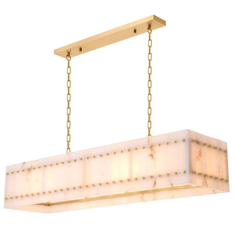 Люстра Eichholtz Chandelier Ruby Rectangular Alabaster Латунь Бежевый Белый Мрамор Bianco в Сочи | Loft Concept 