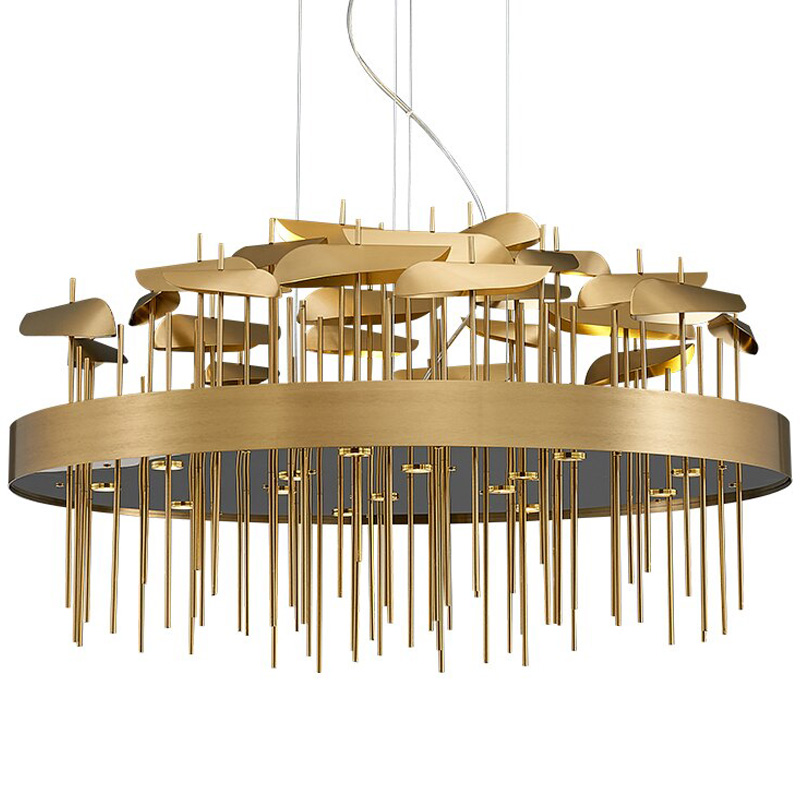 Светодиодная дизайнерская инсталляция ANODINE Perlina Disk Chandelier Золотой в Сочи | Loft Concept 