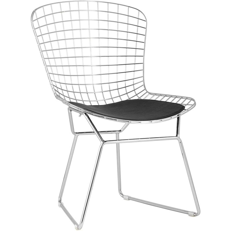 Стул Bertoia Chair Хромированный с Черной подушкой Хром Черный в Сочи | Loft Concept 