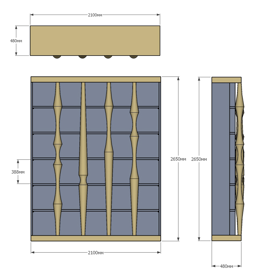 Стеллаж Oak Columns & Blue в Сочи