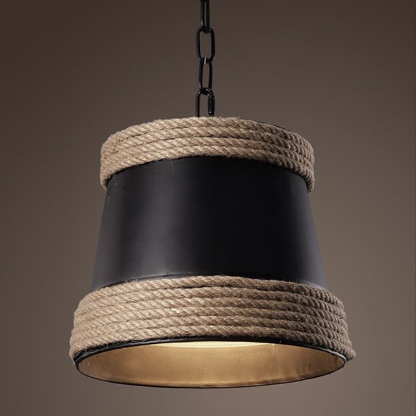 Подвесной светильник Black & Hemp Pendant Lamp Черный в Сочи | Loft Concept 