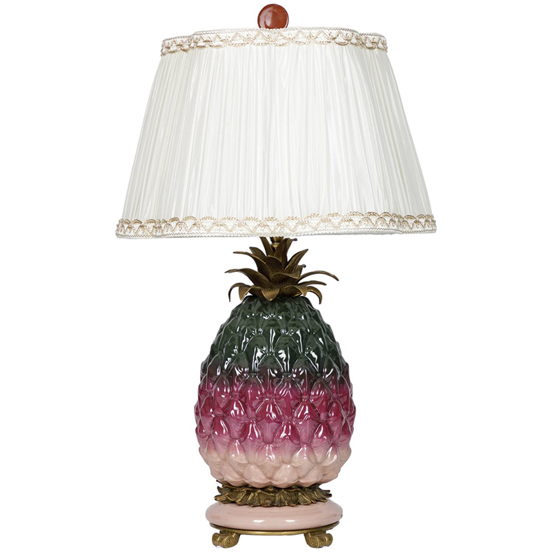 Настольная лампа с абажуром Pineapple Dark Green Purple Table Lamp Белый Бронза Зеленый Розовый в Сочи | Loft Concept 