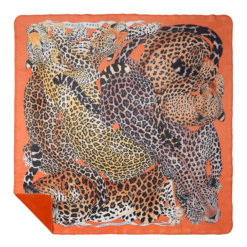 Плед Hermes Leopards Orange Оранжевый Коричневый в Сочи | Loft Concept 