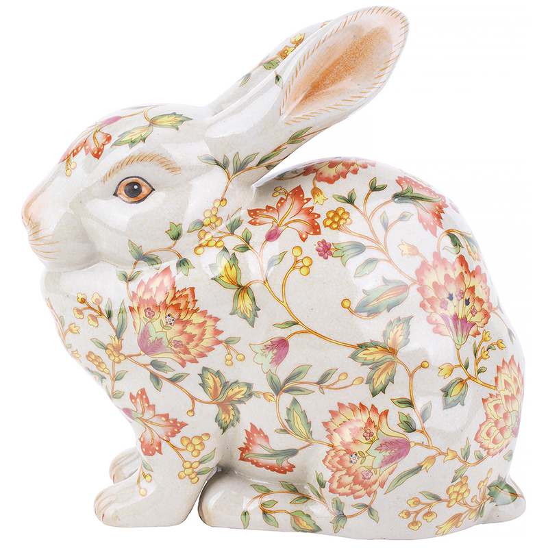 Декоративная статуэтка Porcelain Hare Statuette Белый Мульти Оранжевый Зеленый в Сочи | Loft Concept 