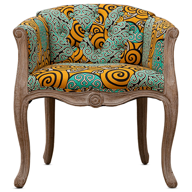 Кресло Yellow and Turquoise Ornament Chair Мульти Бежево-серый в Сочи | Loft Concept 