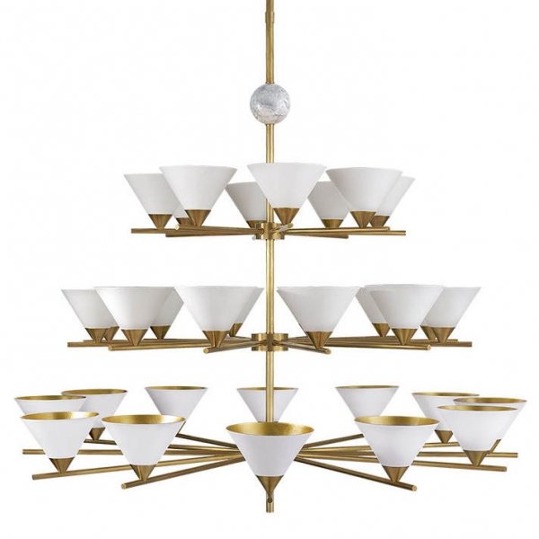 Люстра Cleo Three-tier Chandelier Латунь Белый в Сочи | Loft Concept 