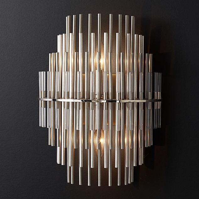 Бра Restoration Hardware Emile Sconce Chrome Прозрачный Латунь Античная полированная Оловянный в Сочи | Loft Concept 