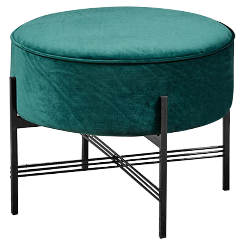 Пуф изумрудного цвета велюровый Sanjay Velour Pouf Emerald Изумрудный Черный в Сочи | Loft Concept 