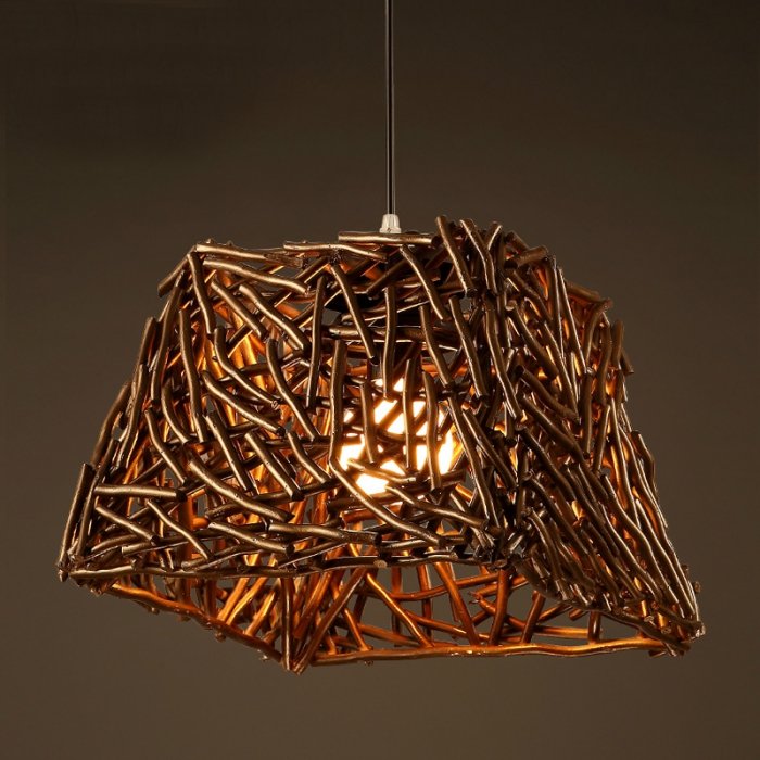 Подвесной светильник Old Wicker Pendant Cub Коричневый в Сочи | Loft Concept 