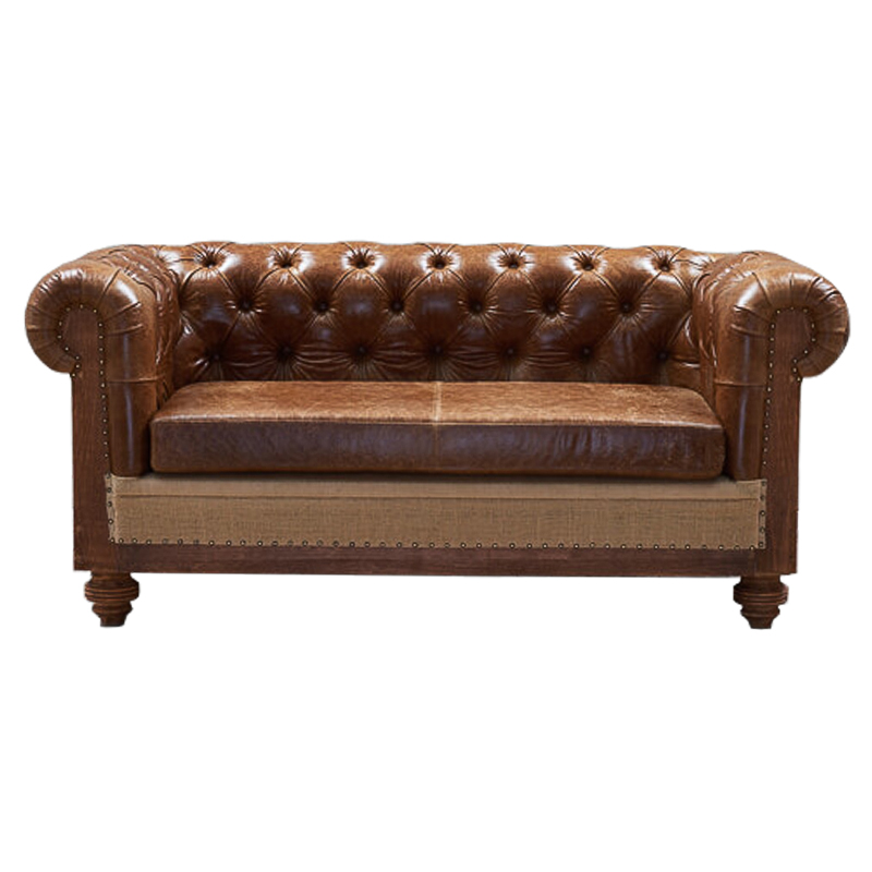 Диван Deconstructed Chesterfield Sofa double Brown leather Коричневый ivory ( слоновая кость ) в Сочи | Loft Concept 