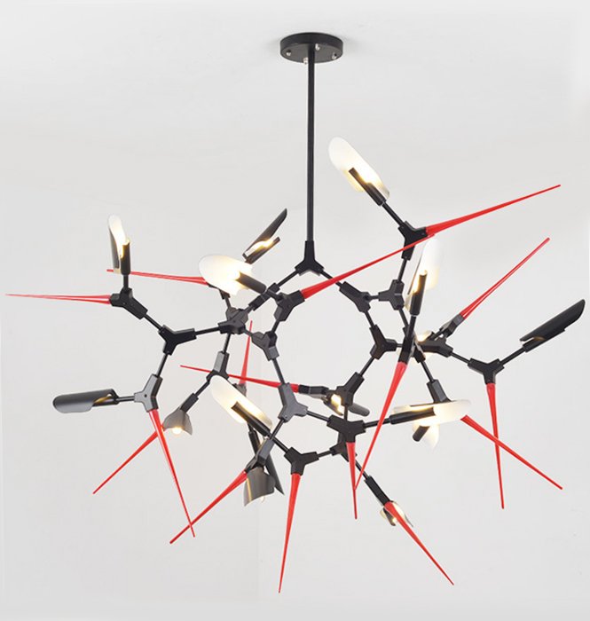 Люстра Red Spikes Chandelier 16 Черный Красный в Сочи | Loft Concept 