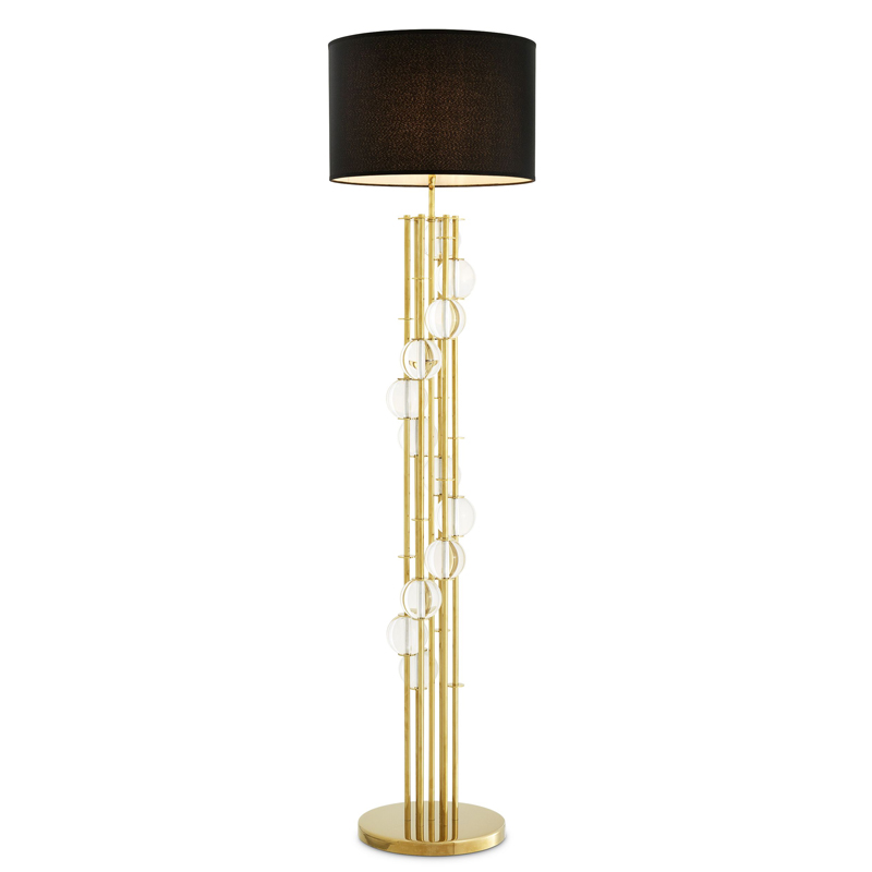 Торшер Eichholtz Floor Lamp Lorenzo Gold & black Глянцевое золото Черный Прозрачный в Сочи | Loft Concept 