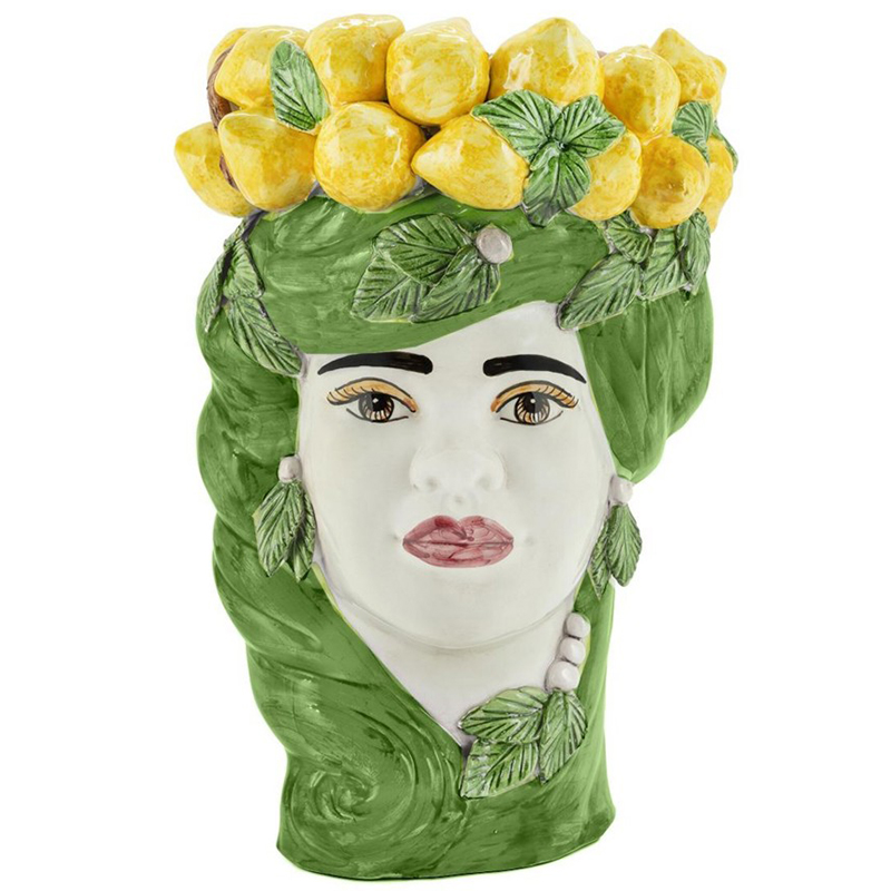 Ваза Vase Lemon Head Lady Green Зеленый Желтый Белый в Сочи | Loft Concept 