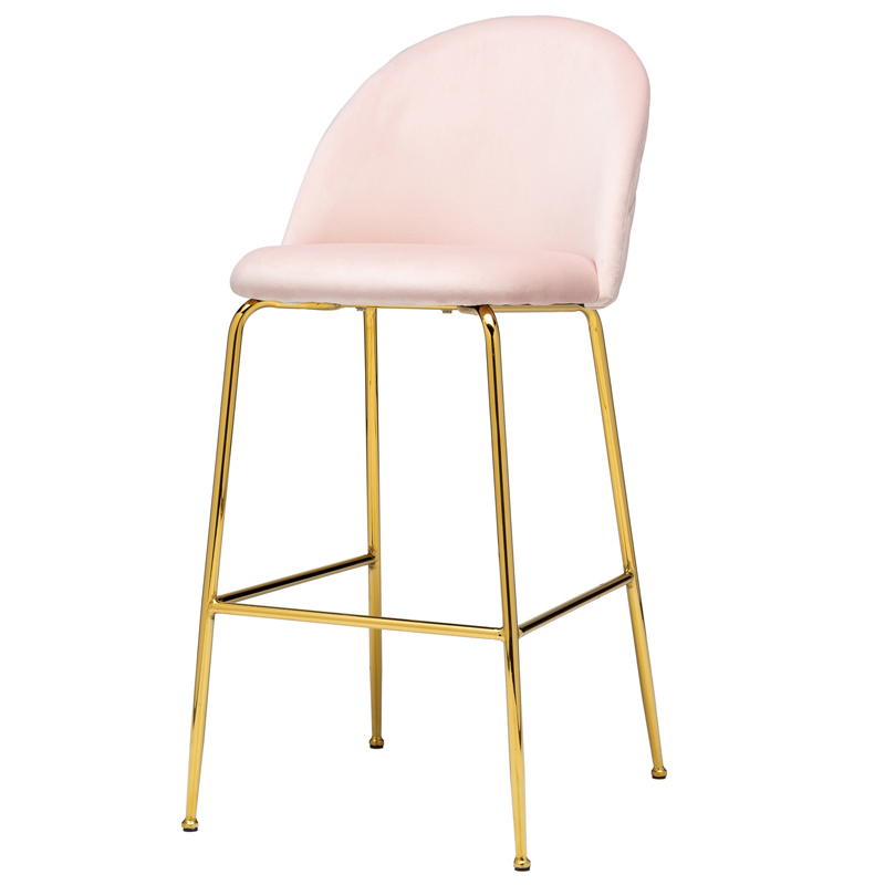 Барный стул Vendramin Bar Stool pink Розовый пастельный Глянцевое золото в Сочи | Loft Concept 