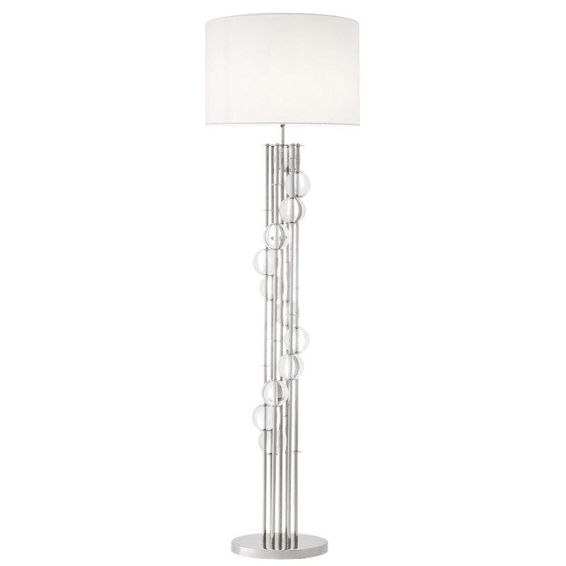 Торшер Eichholtz Floor Lamp Lorenzo Nickel & white Никель Белый Прозрачный в Сочи | Loft Concept 