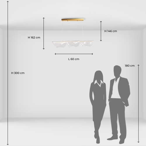 Люстра линейная с 3-мя белыми волнистыми плафонами Wave Line в Сочи