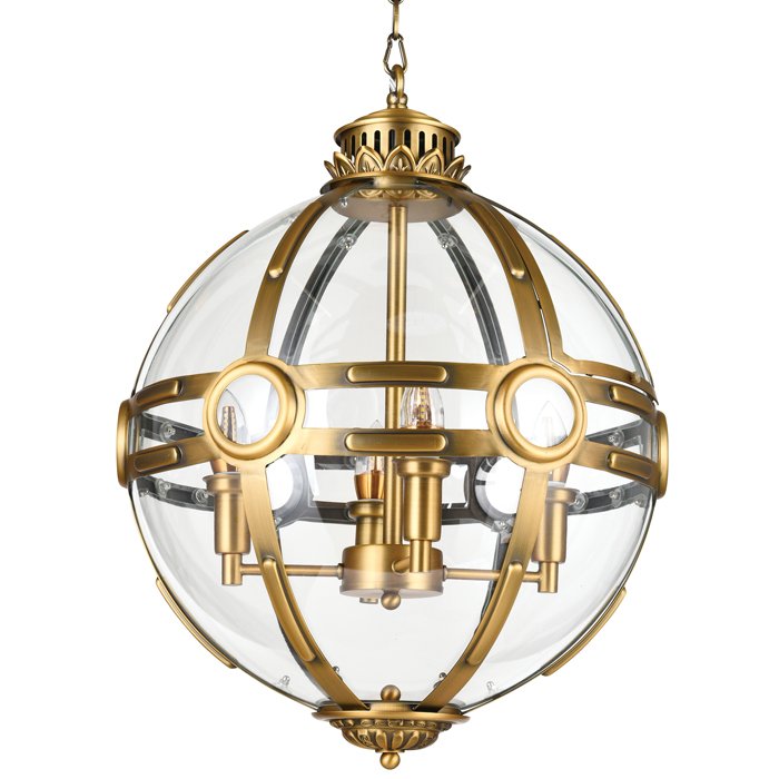 Люстра Eichholtz Lantern Hagerty Brass Прозрачное Стекло Латунь в Сочи | Loft Concept 