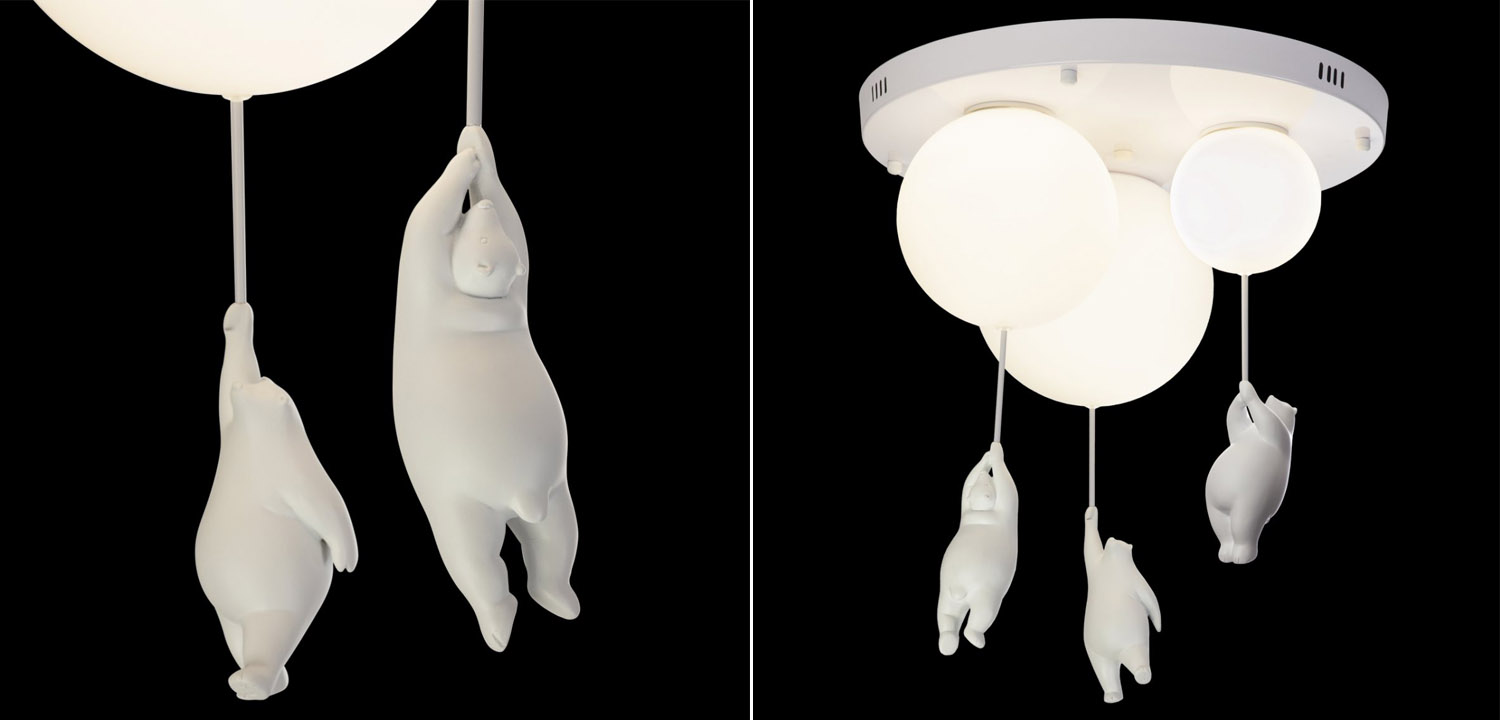 Потолочный светильник Teddy Trio мишка на шаре - фото