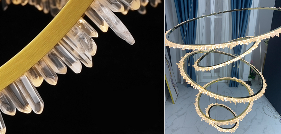 Люстра для высокого потолка Большие Кольца с кристаллами chandelier Large Rings Crystals - фото №1