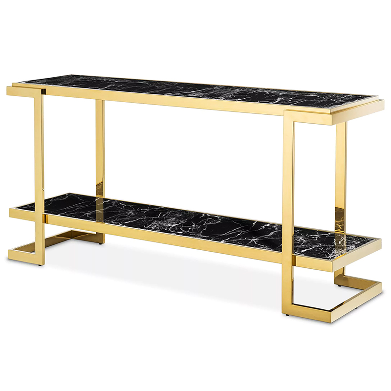 Консоль Eichholtz Console Table Senato Черный Мрамор Nero Глянцевое золото в Сочи | Loft Concept 