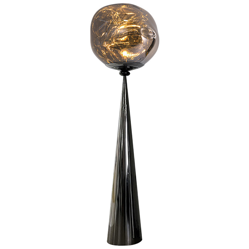 Торшер Kaine Glass Metal Floor Lamp Прозрачное Стекло Черный Серебряный Стекло Смок в Сочи | Loft Concept 