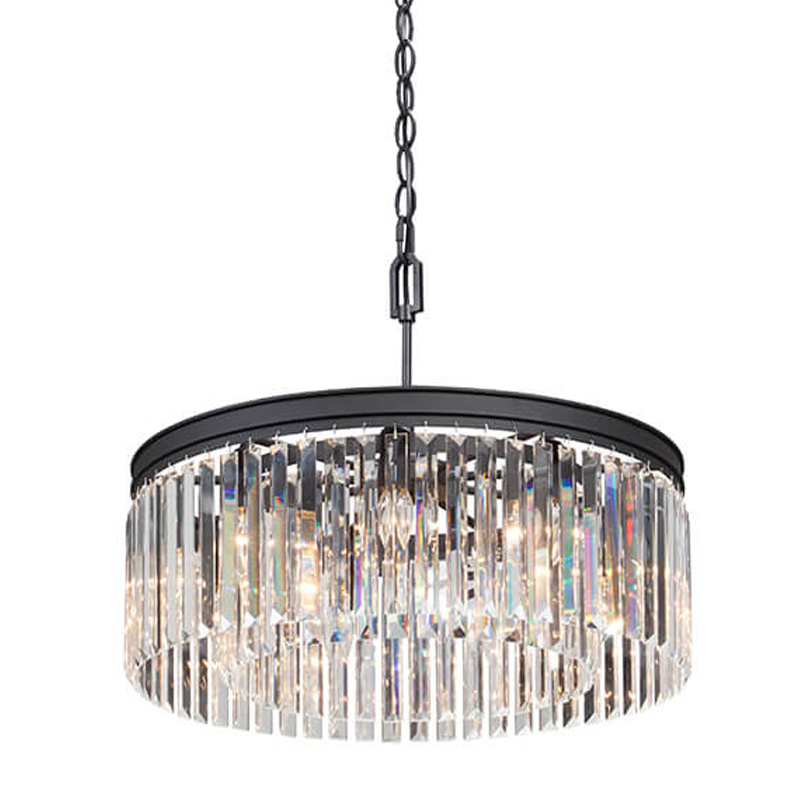 Люстра RH Rhys Clear Glass Prism Round Chandelier 60 Черный матовый Прозрачное Стекло в Сочи | Loft Concept 