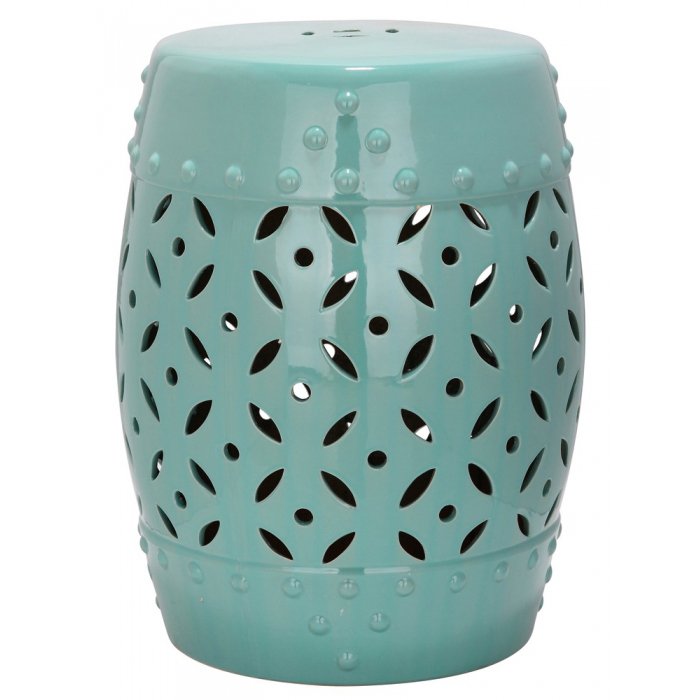 Керамический табурет Coin Lattice Garden Stool - Light Blue Голубой пастельный в Сочи | Loft Concept 