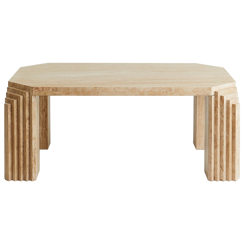 Кофейный стол Caleb Travertine Coffee Table Бежевый Коричневый в Сочи | Loft Concept 