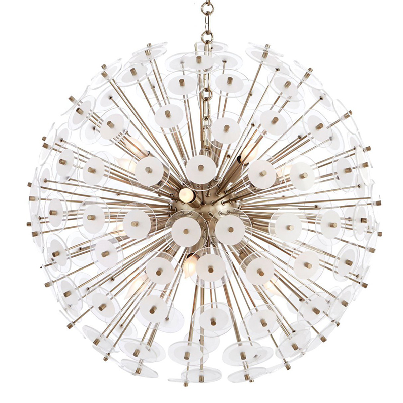 Люстра White Disco Glass Sputnik Chandelier 56 Серебряный Белый в Сочи | Loft Concept 