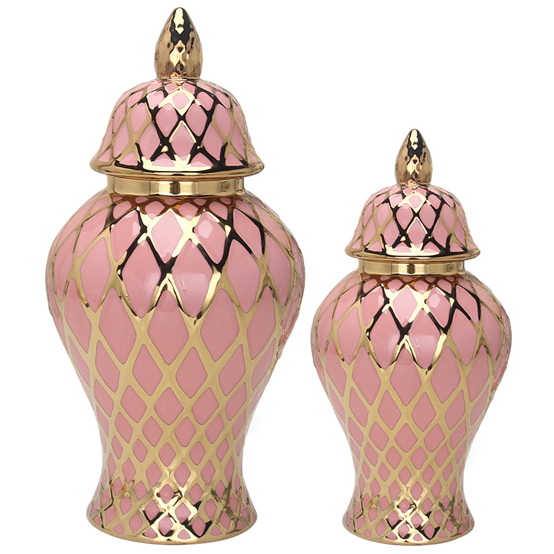 Ваза с крышкой Gold Ornament Pink Vase Розовый Золотой в Сочи | Loft Concept 