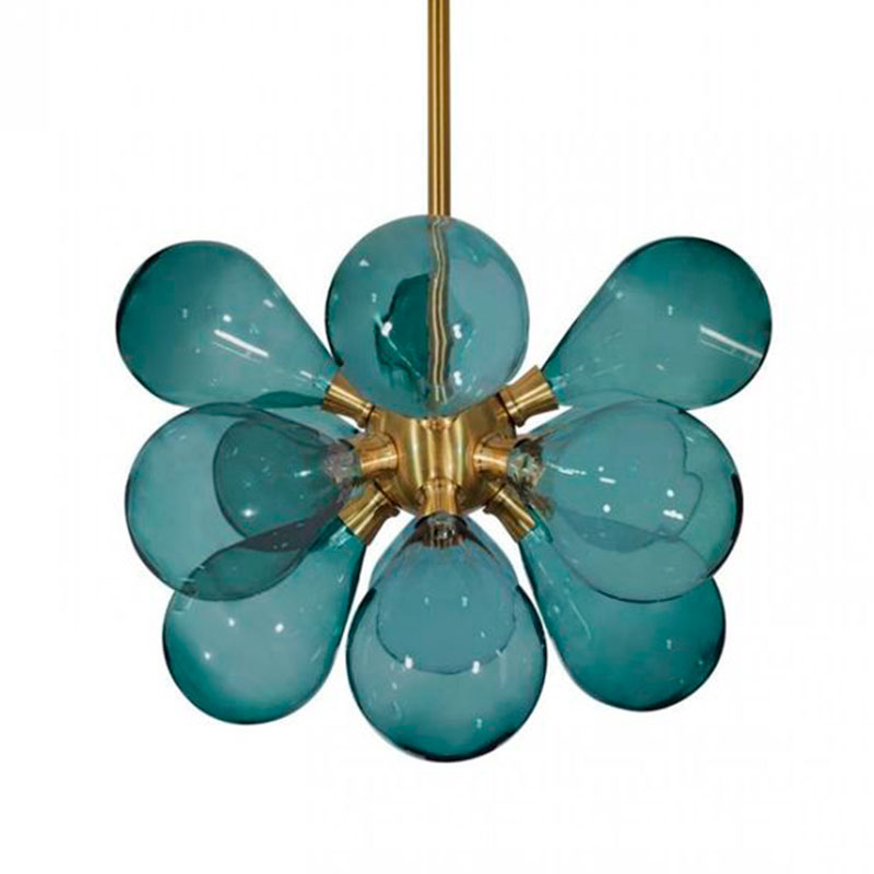 Люстра Simonet Chandelier Blue 50 см Голубой Золотой в Сочи | Loft Concept 