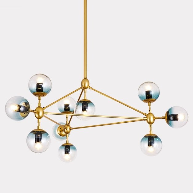 Люстра Modo Chandelier Globes Blue Ambre Gold Золотой в Сочи | Loft Concept 