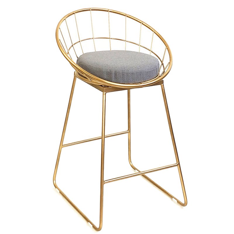 Барный стул Iron bar chair Golden Глянцевое золото Серый в Сочи | Loft Concept 