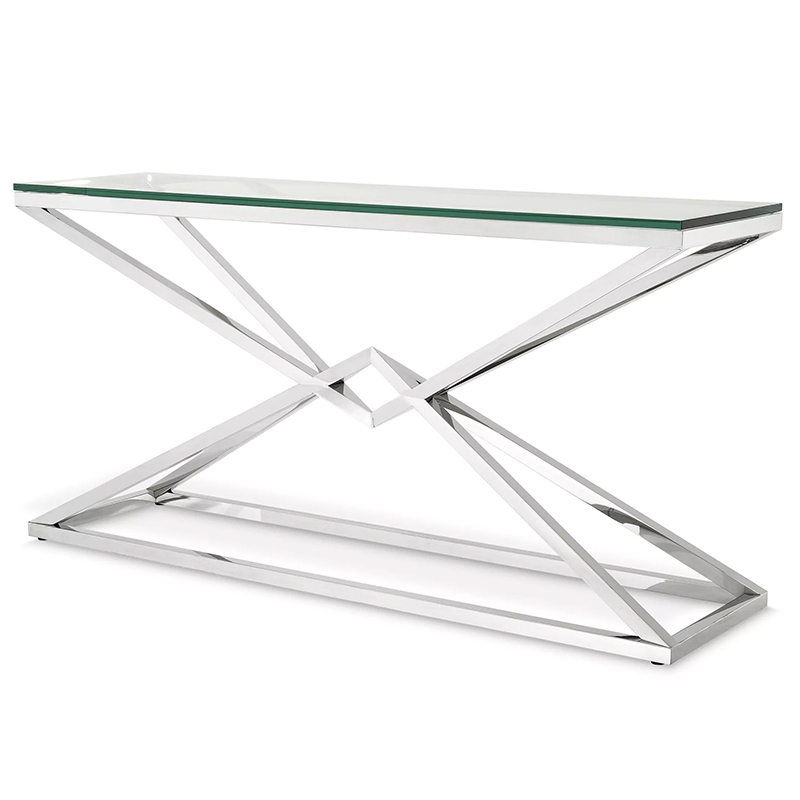 Консоль Eichholtz Console Table Connor L Chrome Хром Прозрачное Стекло в Сочи | Loft Concept 