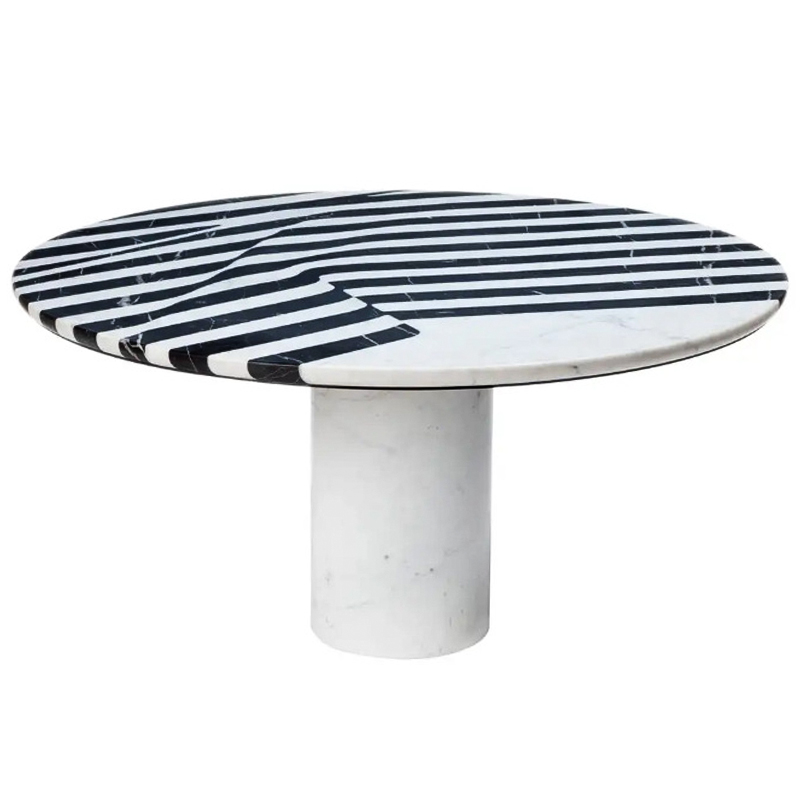 Обеденный стол Safwan Black and White Stripes Dining Table Черно-белый Белый Мрамор Bianco Черный Мрамор Nero в Сочи | Loft Concept 