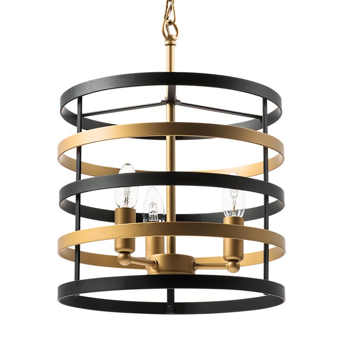 Люстра Gold Stripes Chandelier 3 Черный Золотой в Сочи | Loft Concept 