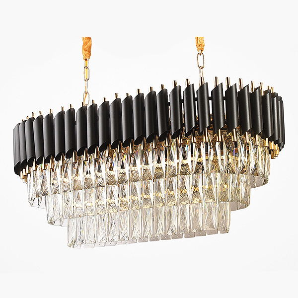 Люстра Empire Black Rectangular Chandelier Crystal Черный Золотой Прозрачный в Сочи | Loft Concept 