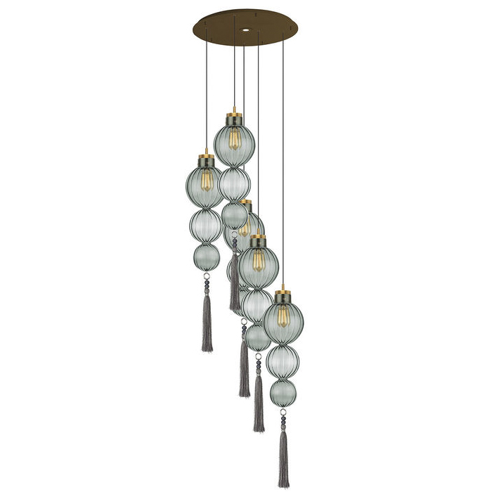 Люстра Heathfield Lighting - Medina Circle 5 Chandelier Хром Латунь Прозрачный Коричневый Голубой в Сочи | Loft Concept 