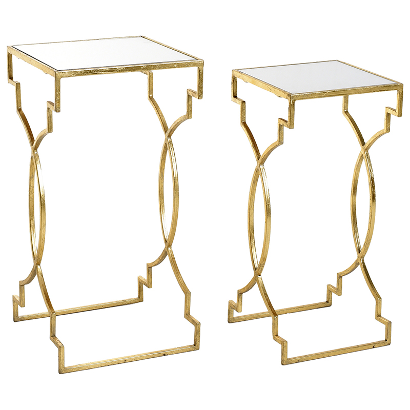 Комплект приставных столов Cowan Side Tables Золотой Прозрачный в Сочи | Loft Concept 