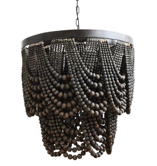 Люстра Amelia Wood Bead Chandelier Черный Коричневый в Сочи | Loft Concept 