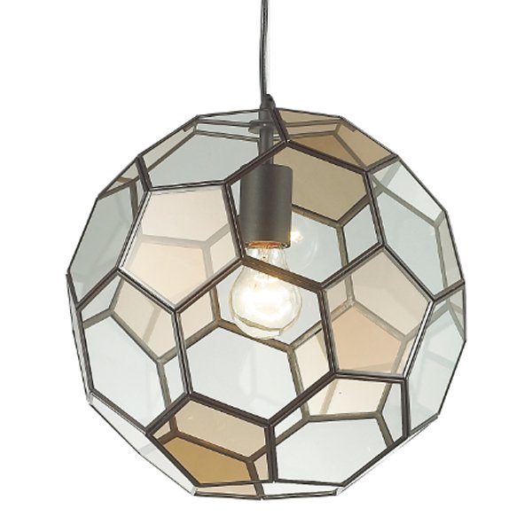 Подвесной светильник Glass & Metal Cage Pendant Globe Multi Прозрачное Стекло Янтарь (Amber) Черный в Сочи | Loft Concept 