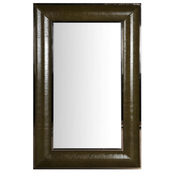 Зеркало настенное Leather Lux Mirror Square Oliva Оливковый в Сочи | Loft Concept 